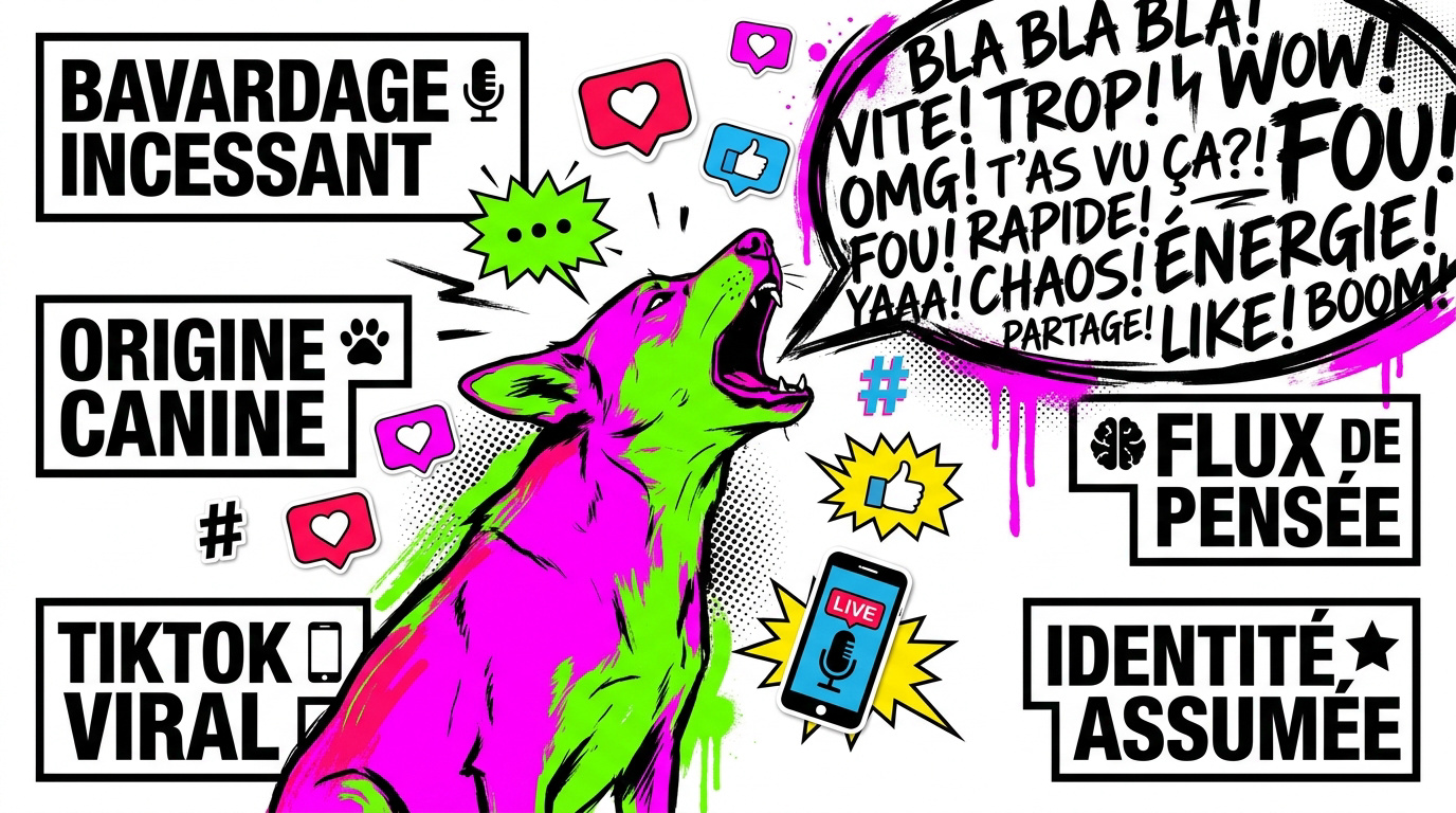 Illustration du concept de yapping et du flux de pensées incessant